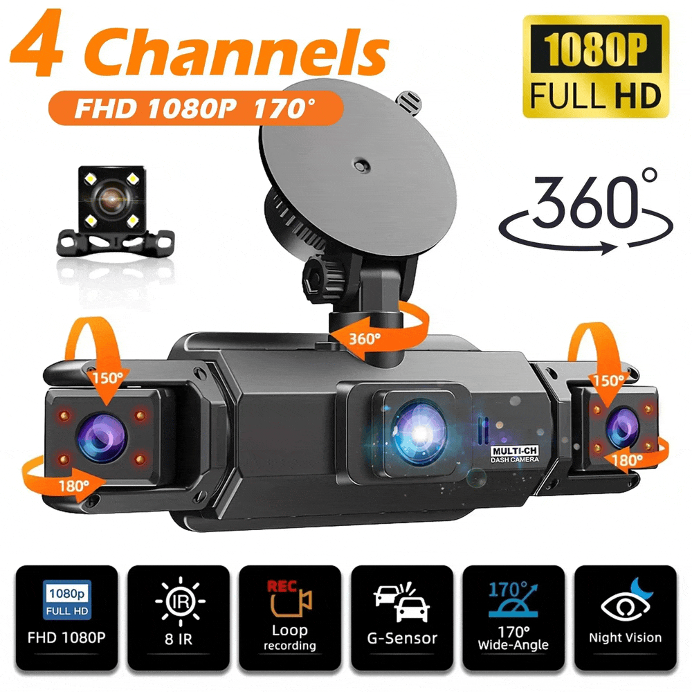 Car DVR Dash Cam 4 Channel