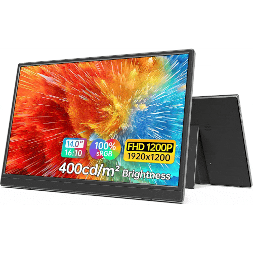 MNN Portable Monitor 14 inch FHD 1920 * 1200P USB C HDMI Ultra-Slim IPS Travel Display w/Speakers